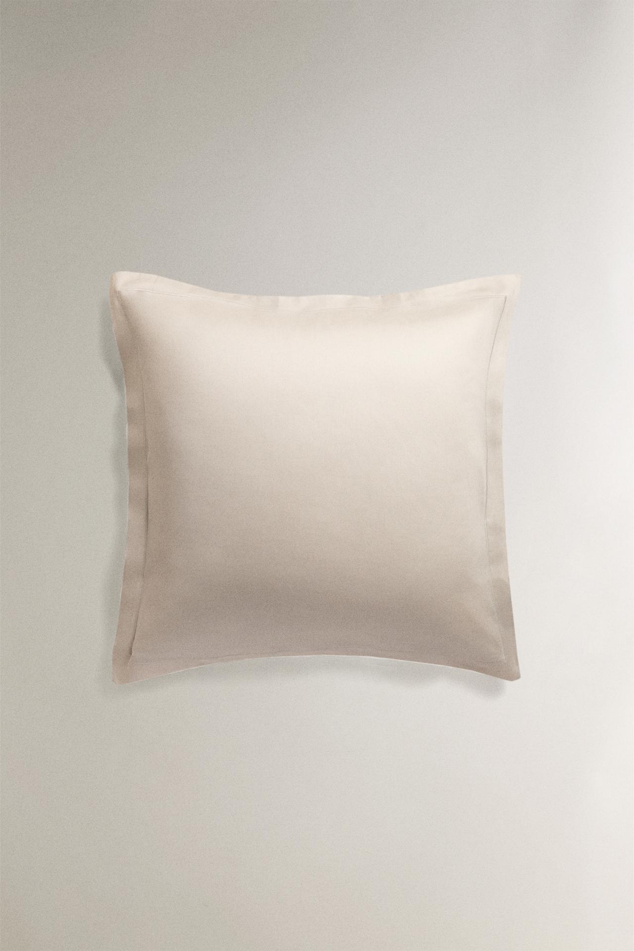 SATEEN PILLOWCASE WITH FESTOON DESIGN (300 THREAD COUNT) — Beige