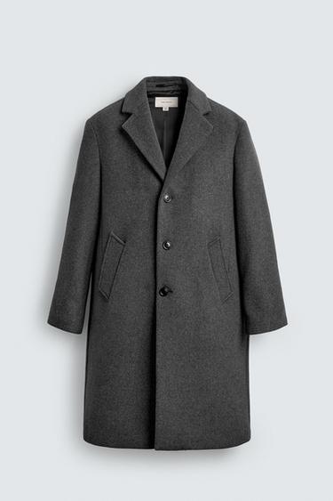 ABRIGO MEZCLA LANA MANTECO® - Gris de Zara