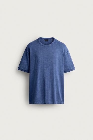 TEXTURED KNIT T-SHIRT - Bluish by Zara
