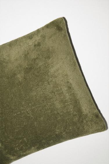 PLAIN FAUX FUR THROW PILLOW COVER — Green 1
