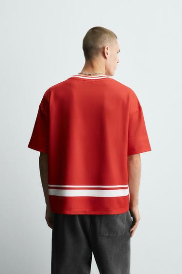 T-SHIRT IMPRIMÉS FOOT RÉTRO - Rouge de Zara - Image 2