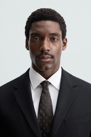 Zara 100% SILK JACQUARD TIE - Navy blue - Image 0
