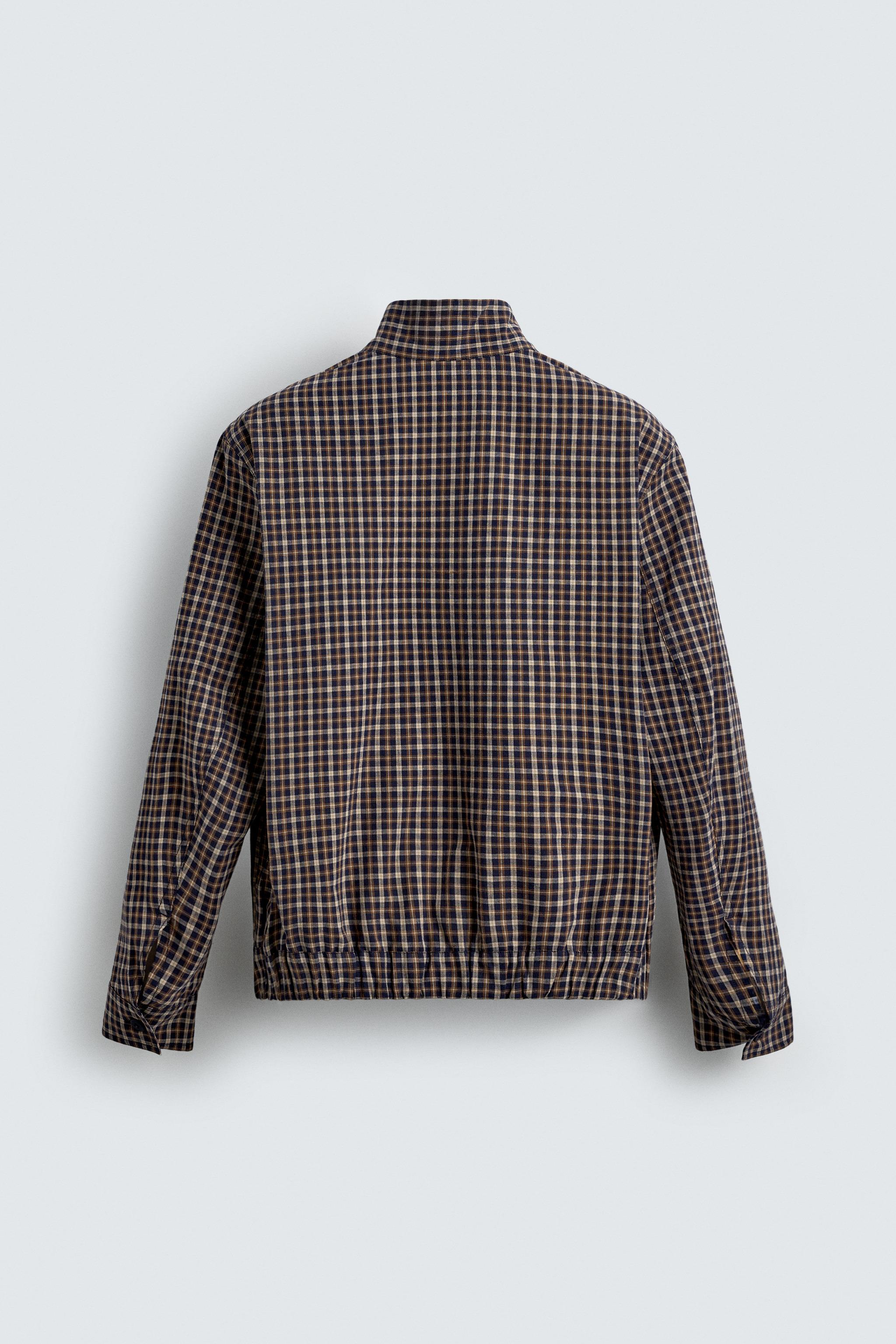PLAID REGULAR FIT BOMBER JACKET - Blue | ZARA United States