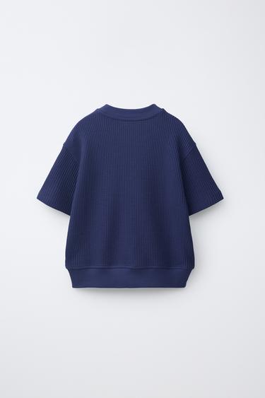 HAUT EN MOLLETON WAFFLE - Bleu roi de Zara - Image 1
