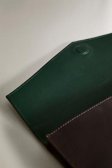 CHEMISE PORTE-DOCUMENTS EN CUIR - Marron / Vert de Zara - Image 2
