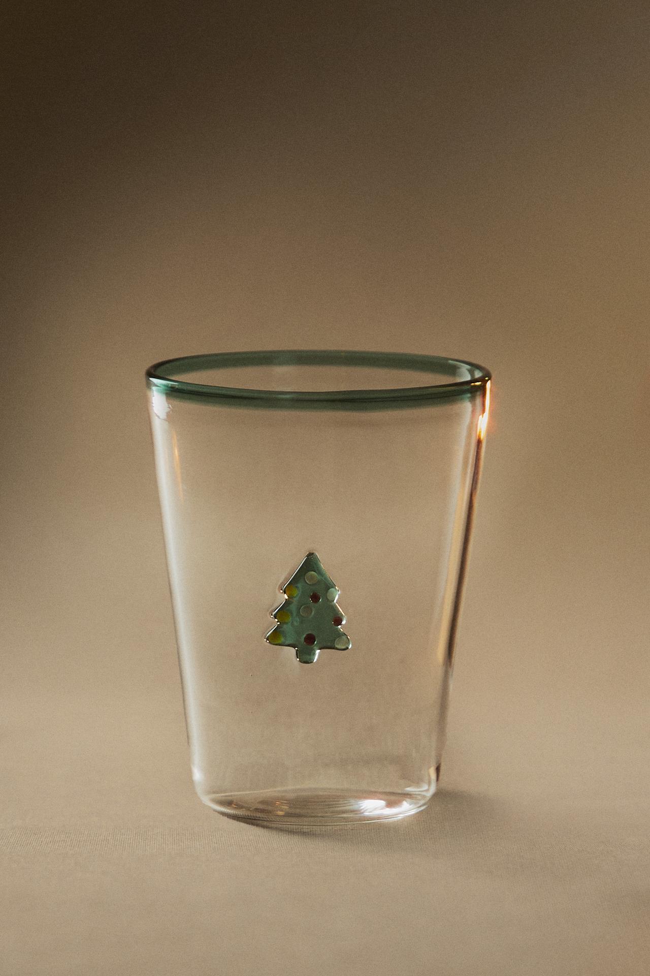 BOROSILICATE GLASS CHRISTMAS TREE TUMBLER — Green