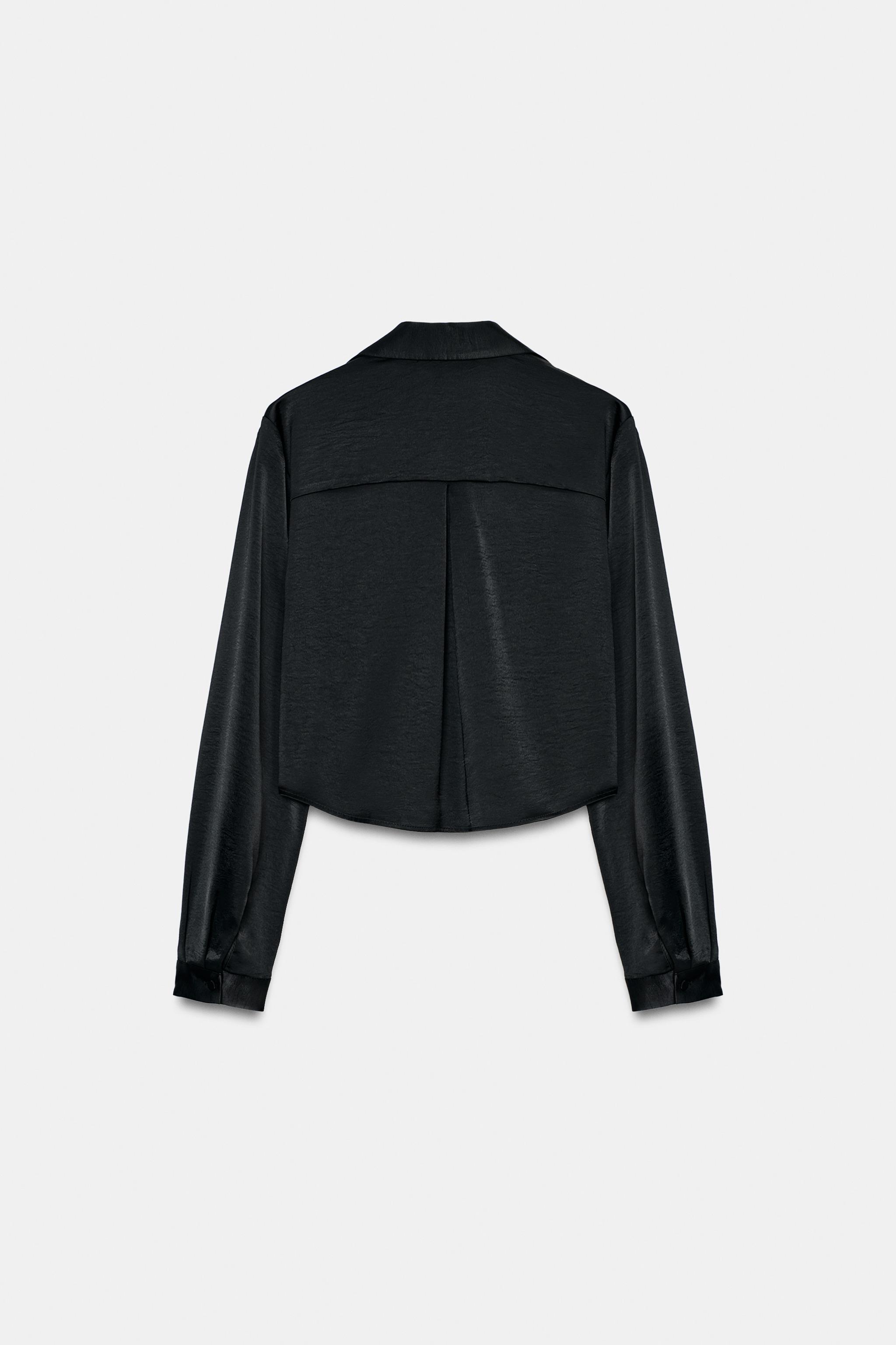 CROPPED SATIN EFFECT SHIRT - White | ZARA United States