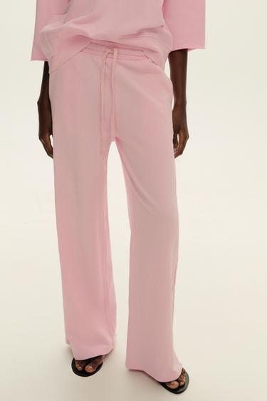 Zara WASHED EFFECT PANTS - Pink