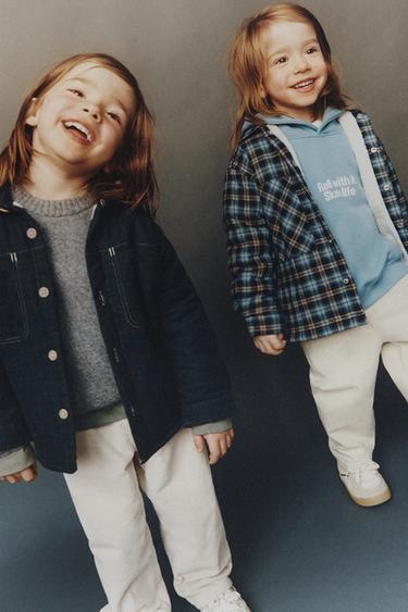 SOBRECAMISA CUADROS BORREGUILLO - Azul de Zara