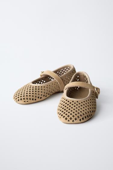 OPENWORK LEATHER BALLERINAS - Sand Brown by Zara - Image 2