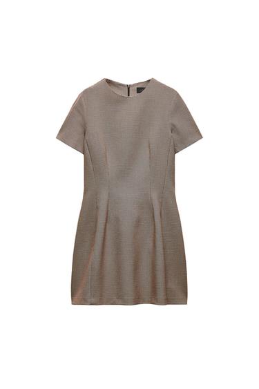 Zara PLEATED PLAID DRESS ZW COLLECTION - Toffee