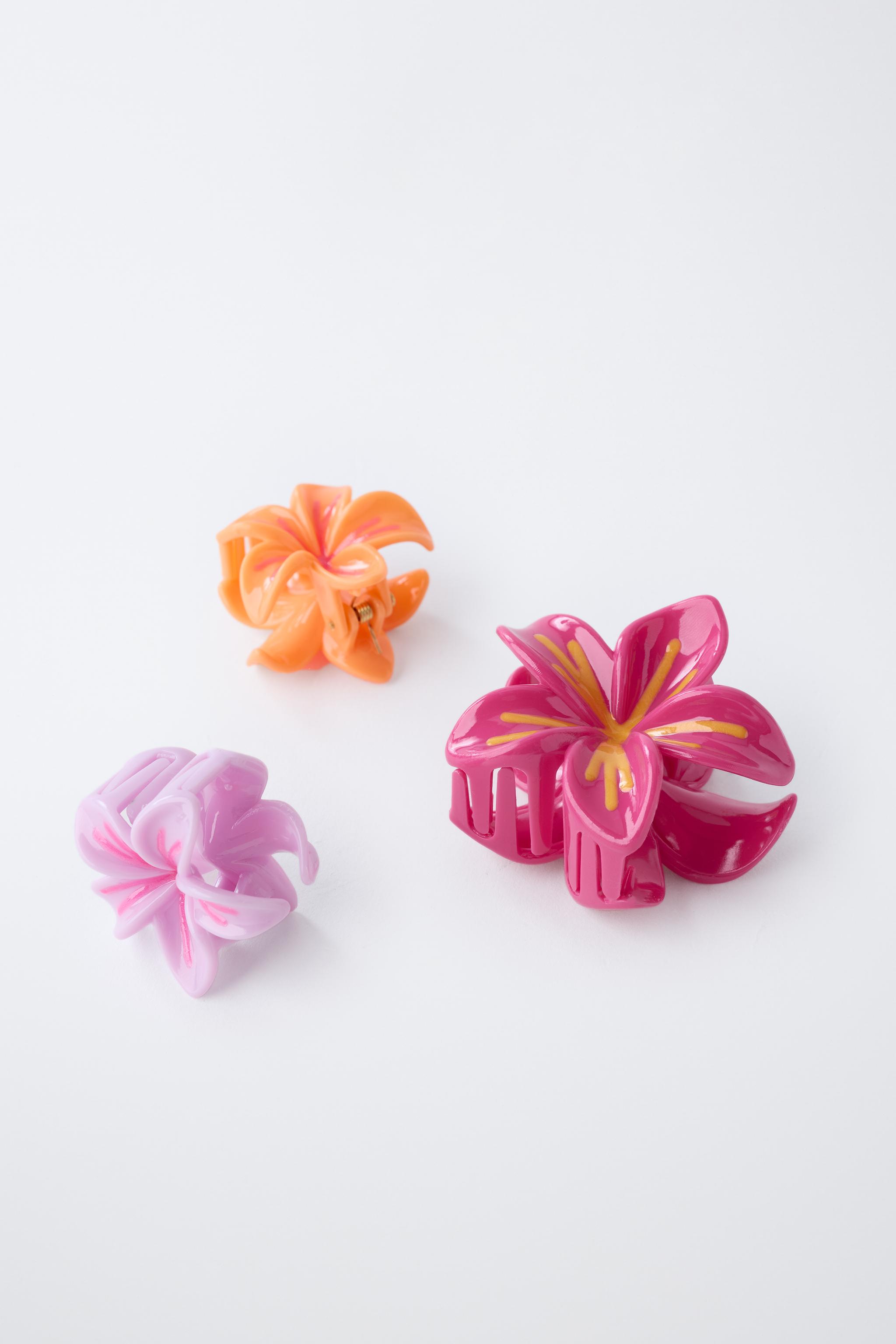 LOT DE TROIS PINCES FLEURS HIBISCUS
