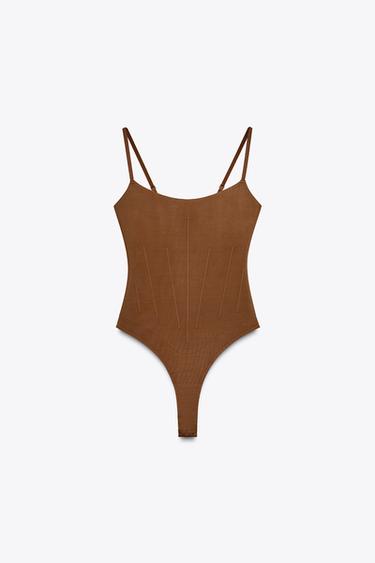 Zara POLYAMIDE BLEND SHAPING BODYSUIT - Toffee - Image 0