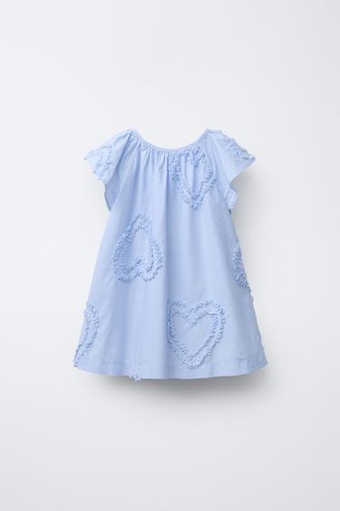 VESTIDO CORAZONES BORDADOS - Azul de Zara - Imagen 0