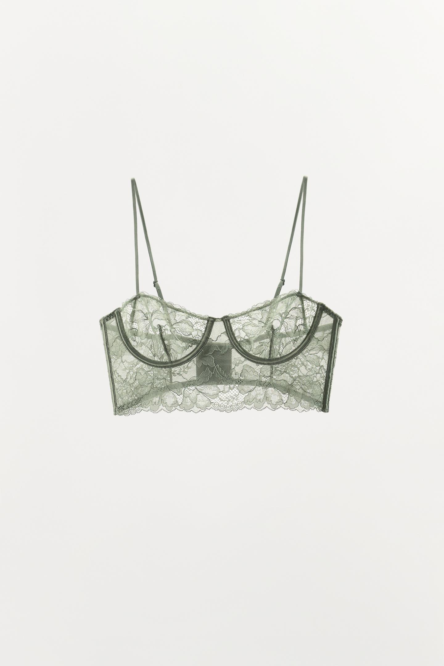 Бра, на косточках, кружево — Zara, цвет: Светлый зелёный — фото 5