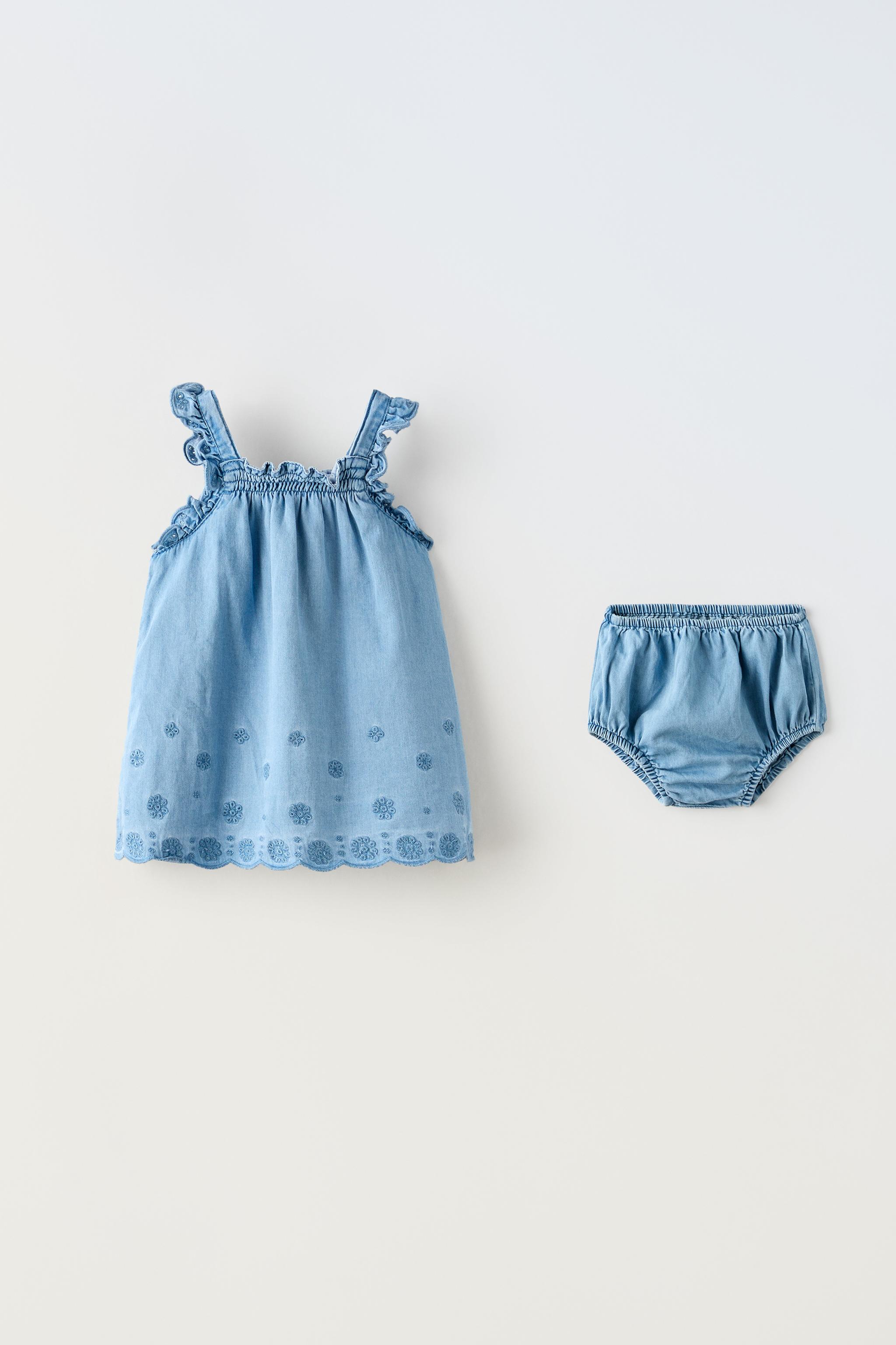 COLLARED DENIM DRESS - Mid-blue