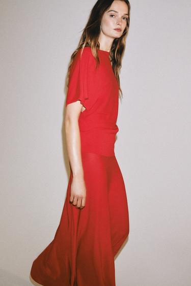 ДЪЛГА ПОЛА ОТ ТРИКО - Средно-червен от Zara