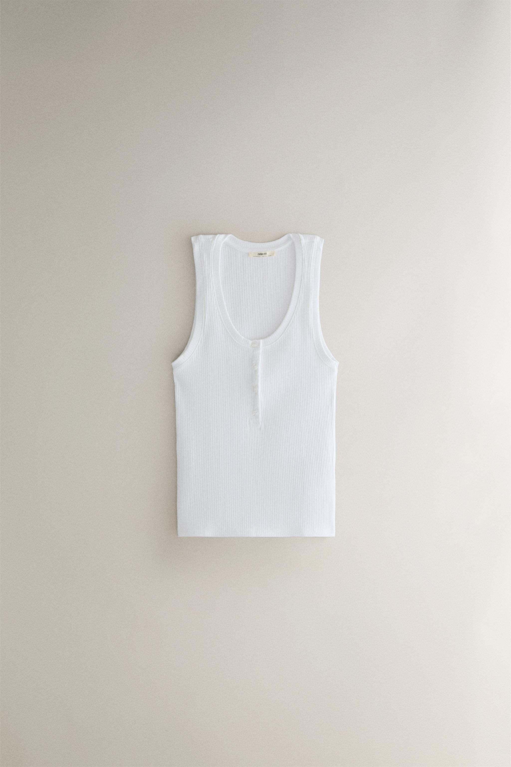 トップス Time is on LINKS FRONT PANEL BUTTON-FRONT STRAPPY TOP - White | ZARA United States