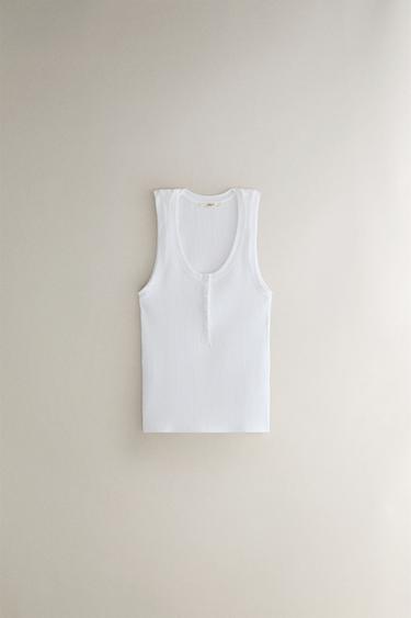 VEST TOP WITH BUTTONS - White by Zara - Image 0
