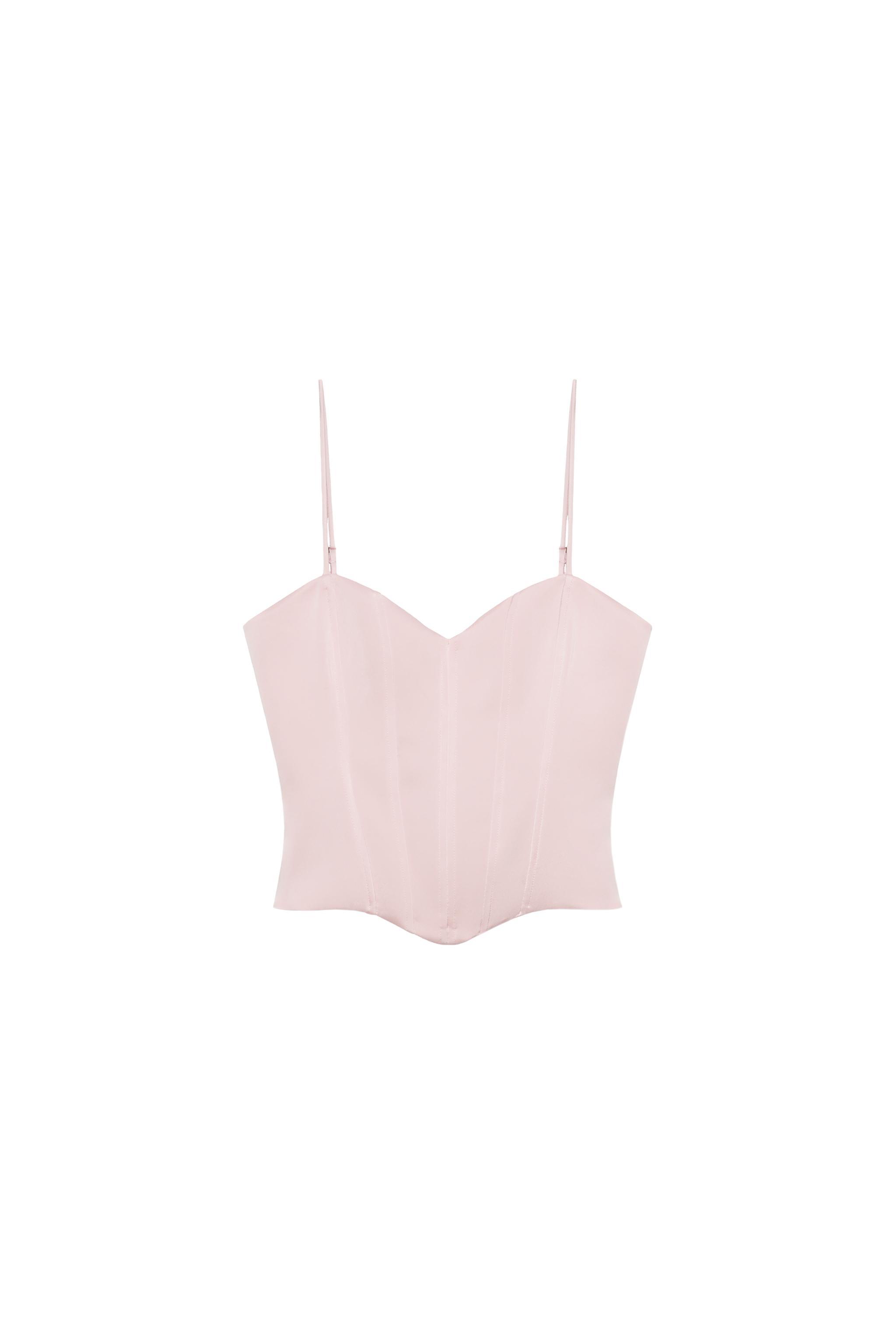 SATIN EFFECT CORSET TOP - Chalk pink | ZARA United States
