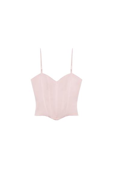 TOP KORSE SATENI - Rozë e zbehtë nga Zara