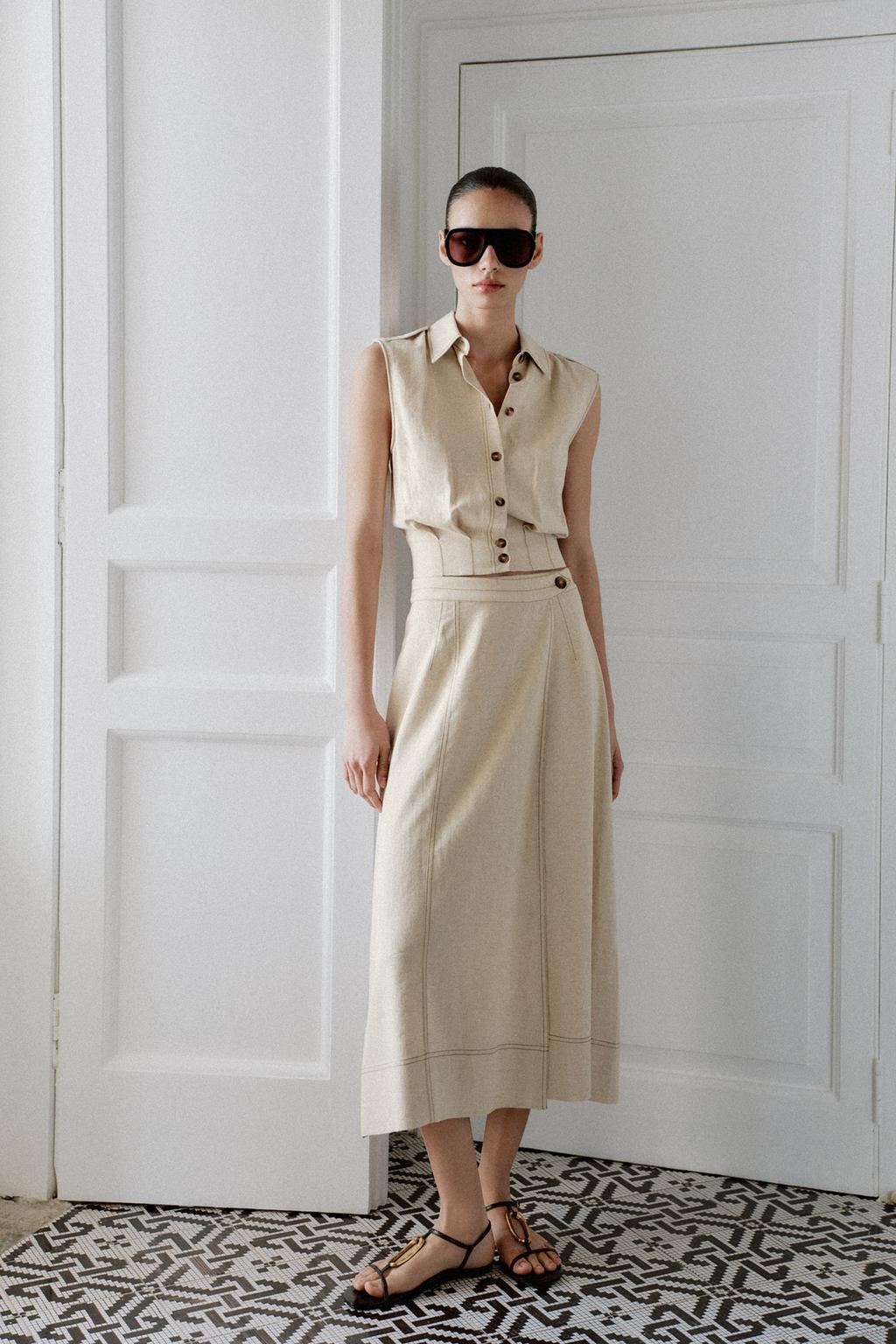 SLEEVELESS LINEN TOP - image 2