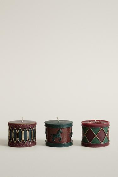 SET DUFTKERZEN TROMMEL GINGERBREAD (3ER-PACK) - Rot von Zara