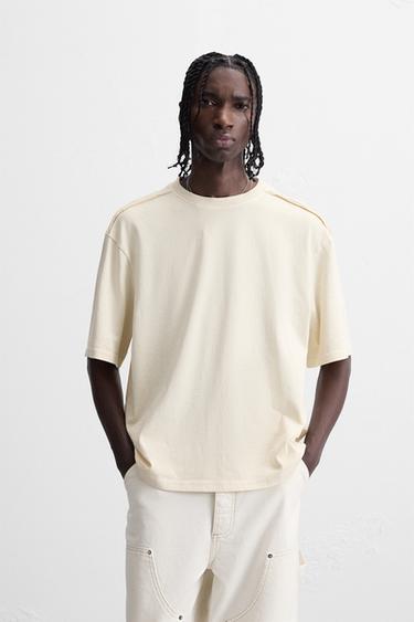 TEXTURED T-SHIRT - Beige by Zara