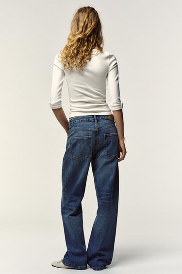 RIBBED T-SHIRT WITH BUTTON - White by Zara - Image 3