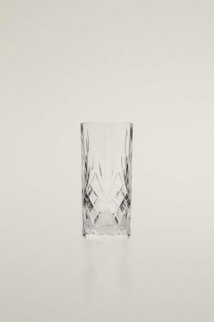 TALL TUMBLER WITH RAISED DESIGN — Transparent