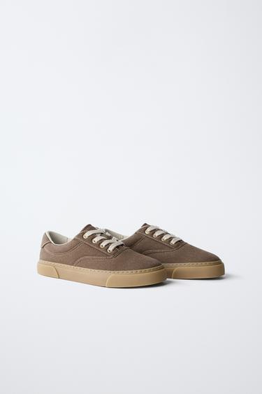 LACE-UP SNEAKERS - Brown by Zara - Image 1