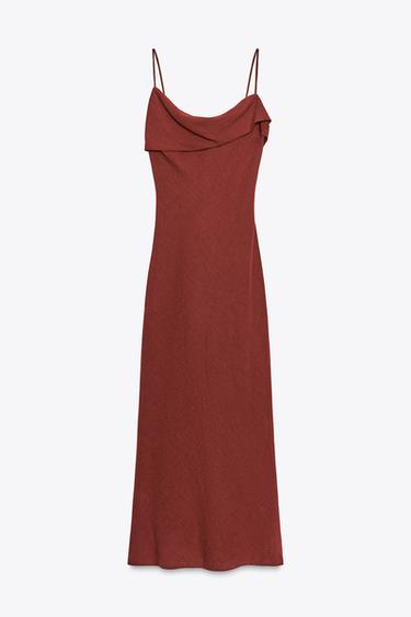 RAMIE STRAPPY MIDI DRESS - Wine by Zara