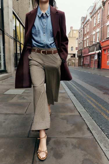 HERRINGBONE TROUSERS WITH BELT - Brown by Zara - Image 2