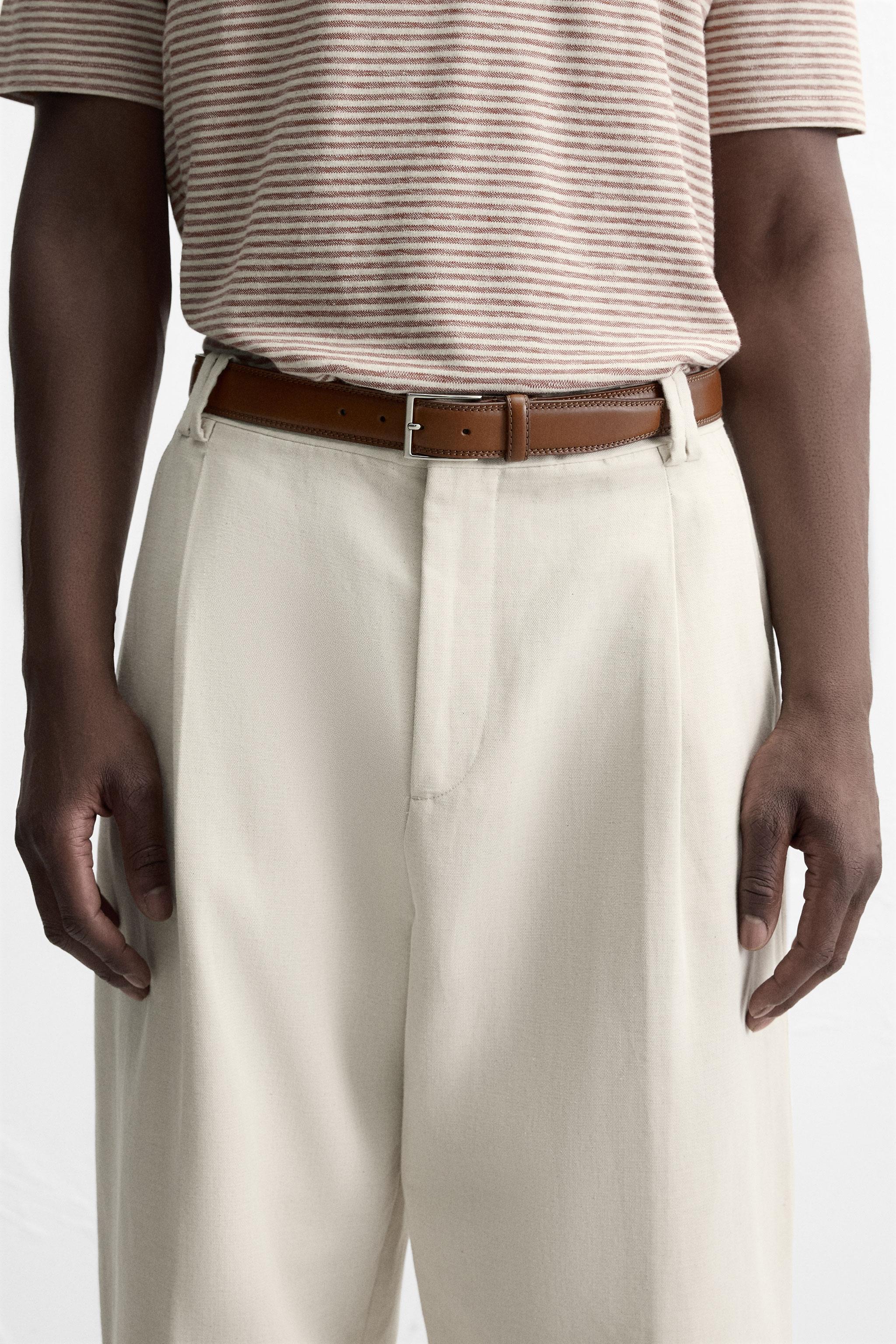 トップステッチ入りレザーベルト - レザー | ZARA Japan / 日本