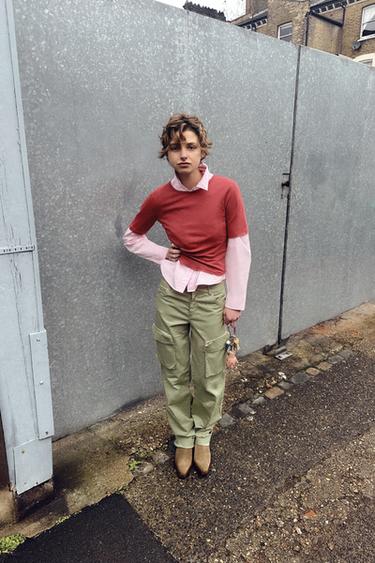 CAMISETA EFECTO LAVADO - Rojo de Zara