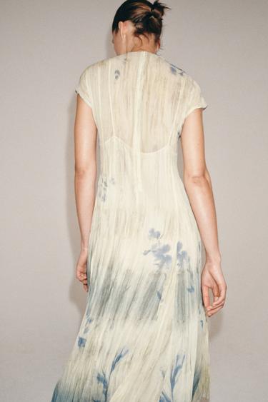 ZW COLLECTION PRINTED MIDI DRESS - Ecru / Blue by Zara - Image 3