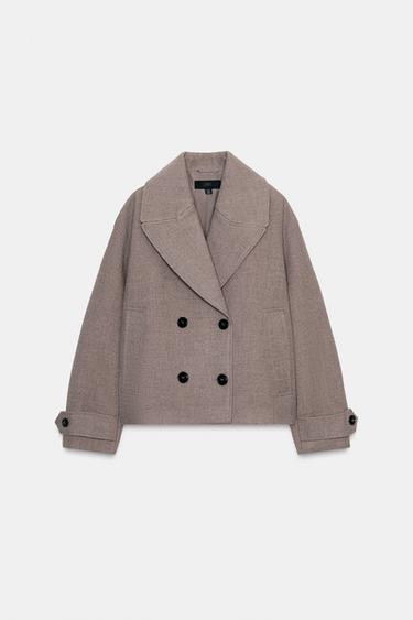 DOUBLE-BREASTED SHORT COAT - Mink by Zara - Image 3
