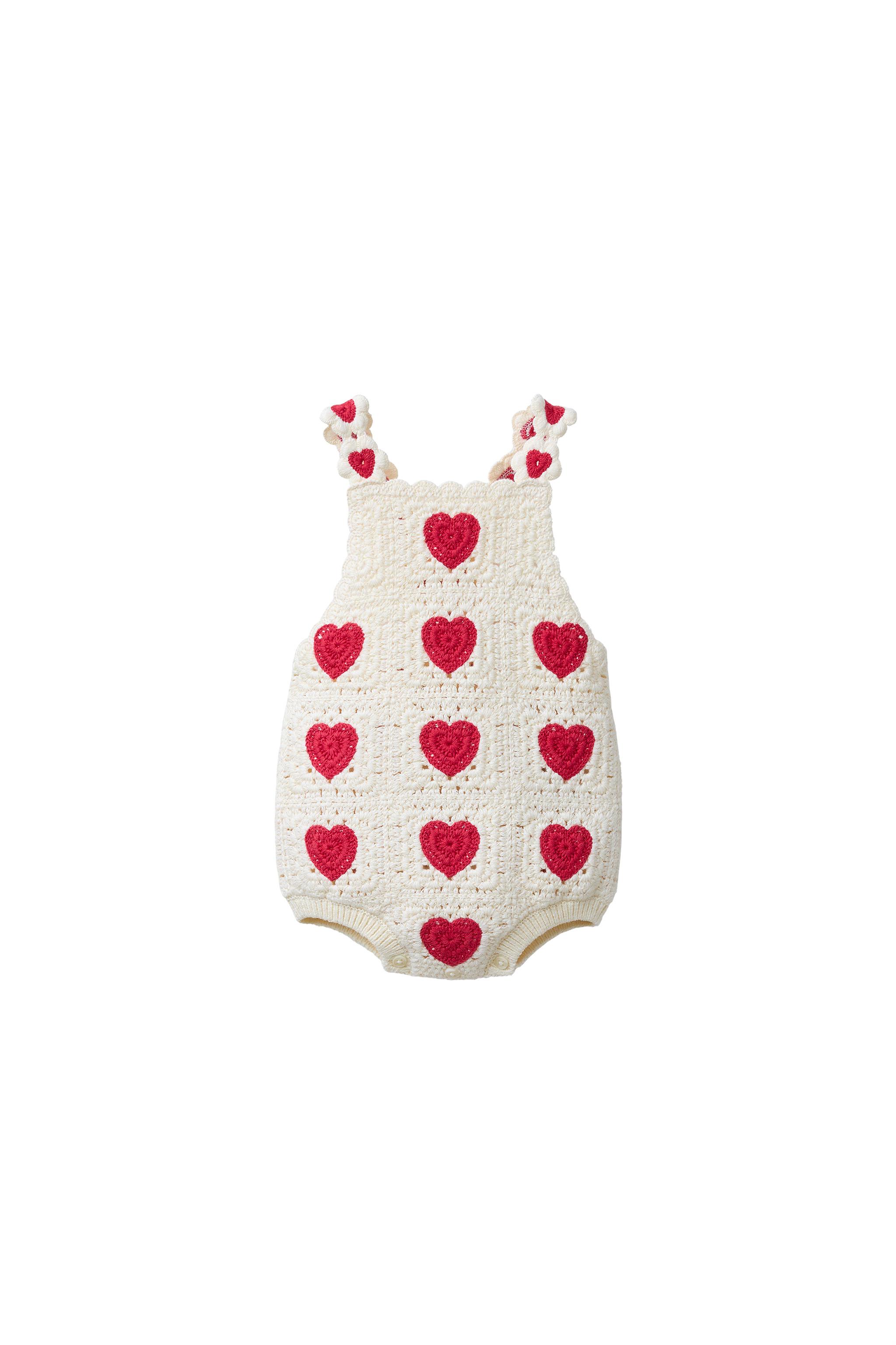 HEARTS CROCHET KNIT ROMPER - Ecru | ZARA United States