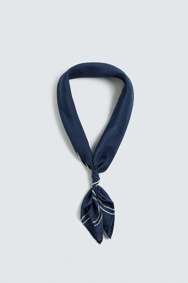 Zara SILK BANDANA - Navy blue