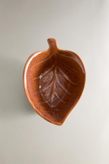 Zara LEAF MINI STONEWARE BOWL - Brick - Image 0