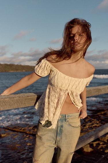 ROMANTIC LACE TOP - Ecru by Zara