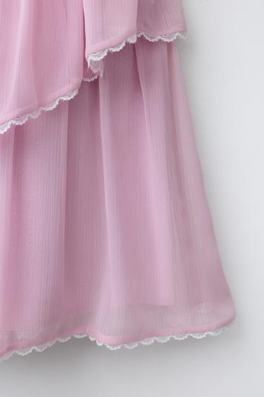 ROBE ROMANTIQUE À CAPES - Rose pastel de Zara - Image 3