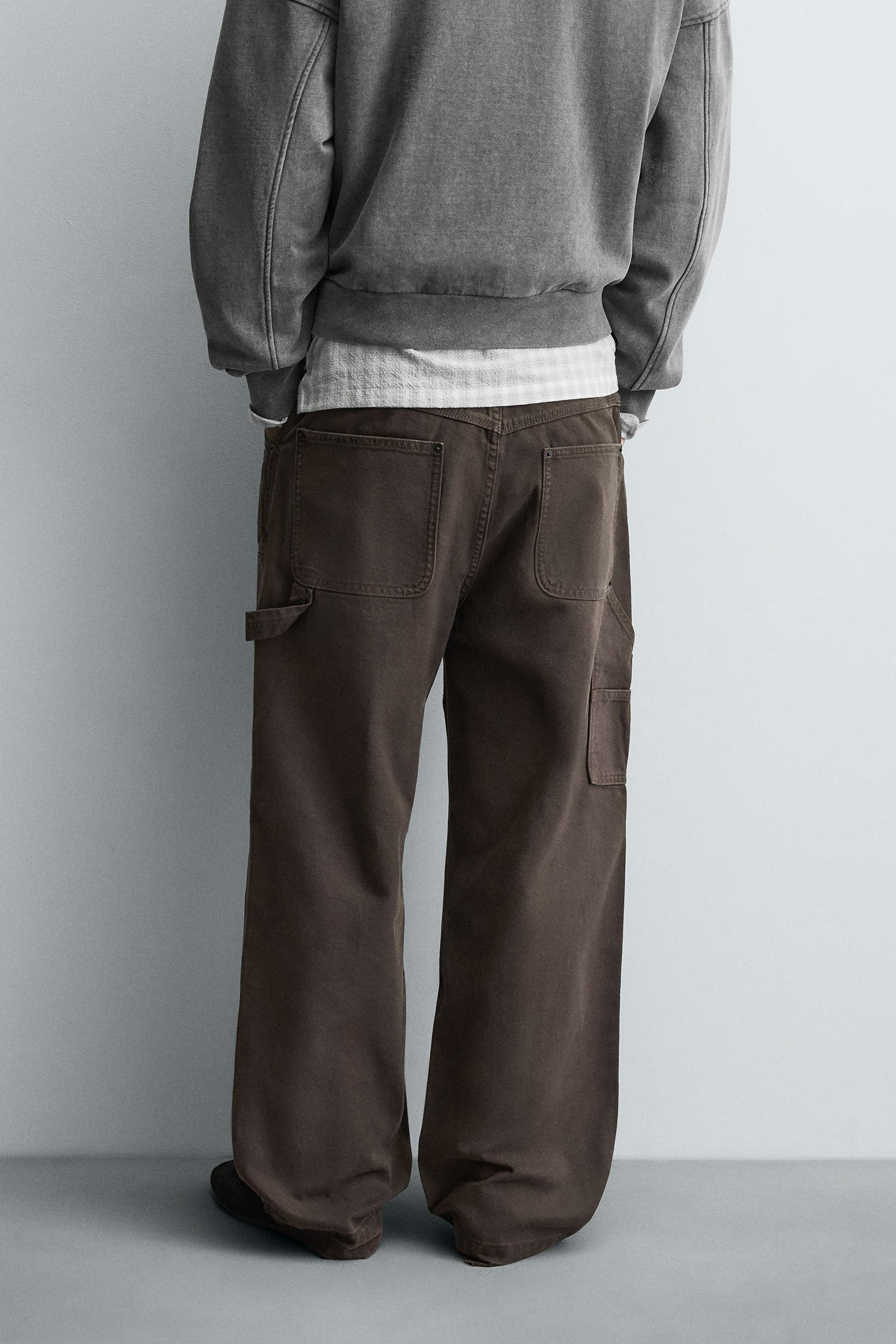 RELAXED FIT CARPENTER POCKET TROUSERS - Brown | ZARA South Africa