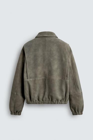 SUEDE LEATHER JACKET - Sand by Zara