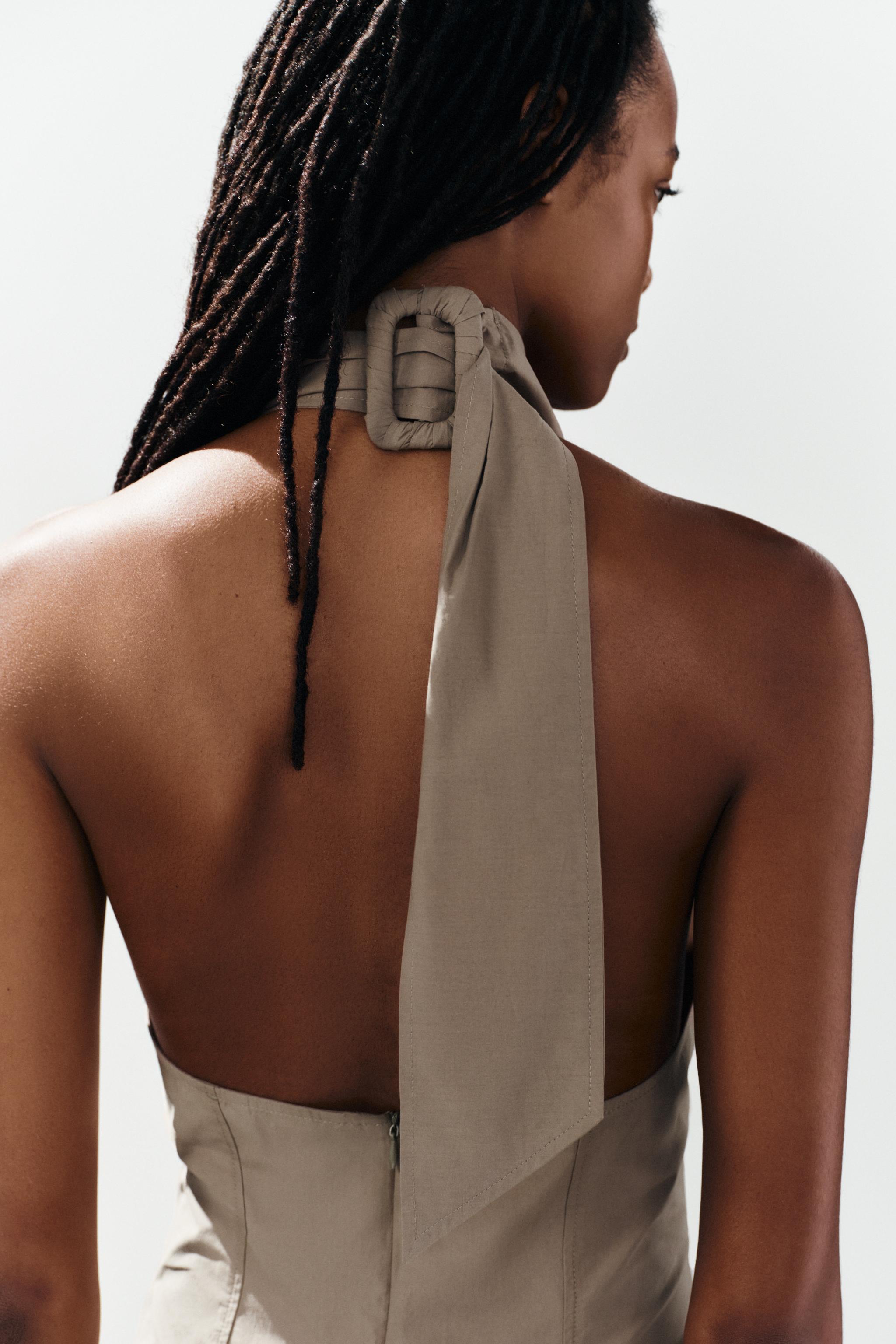 Женские платья Zara BUCKLE HALTER MIDI DRESS — фото 6
