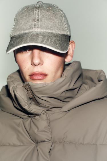 DOUDOUNE COURTE EN TISSU EFFET GOMME COUPE-VENT - Marron / Taupe de Zara - Image 3