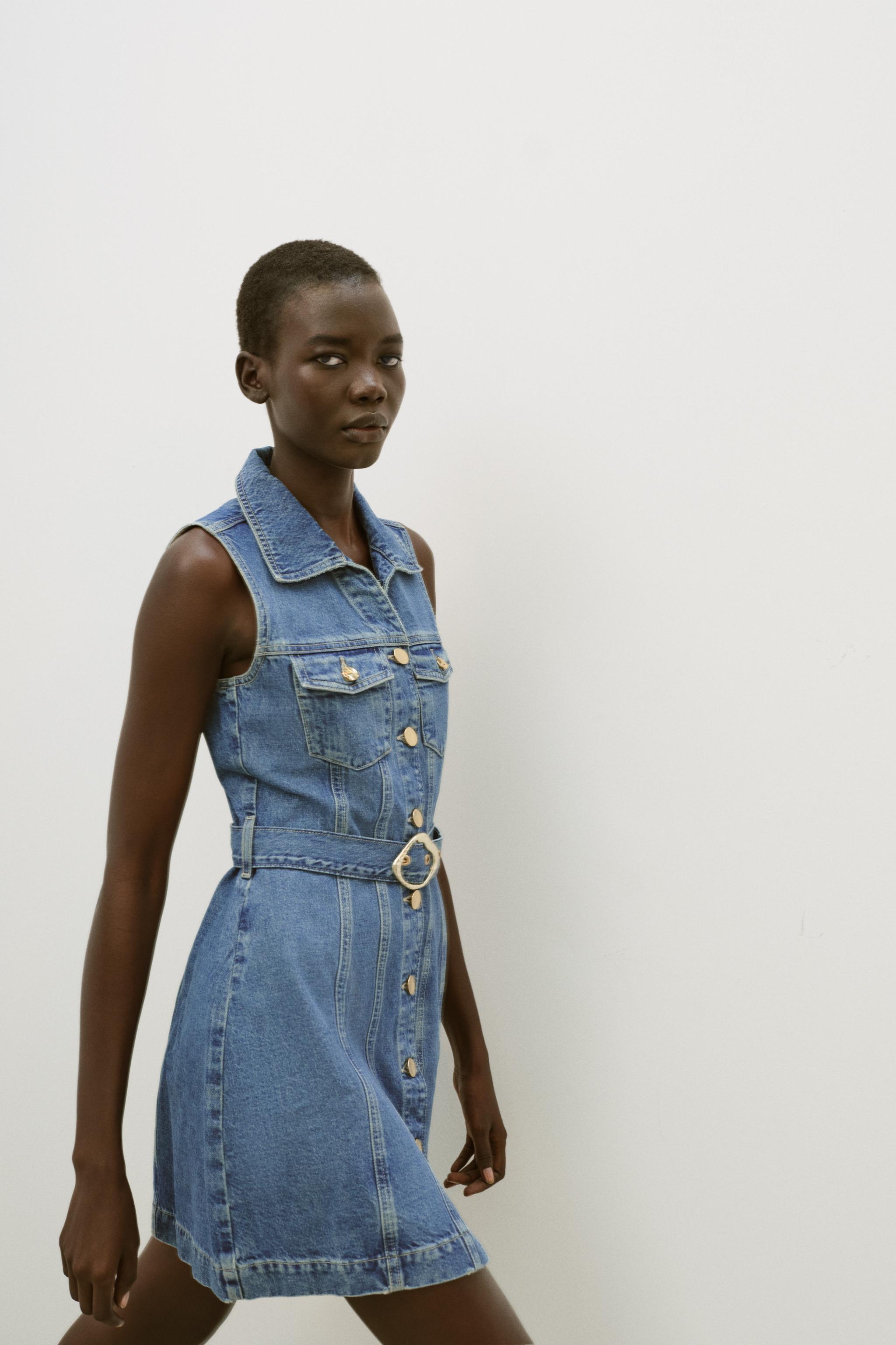 Z1975 SHORT BELTED DENIM DRESS