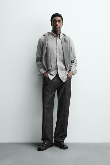 CAMISA REGULAR FIT ESTRUCTURA - Gris de Zara - Imagen 0