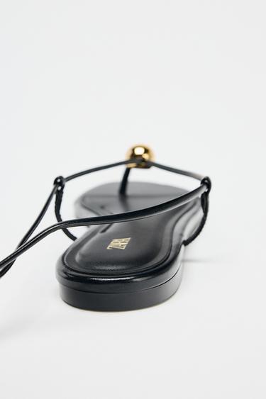 FLAT SANDALS WITH METAL APPLIQUÉ - Black by Zara - Image 5