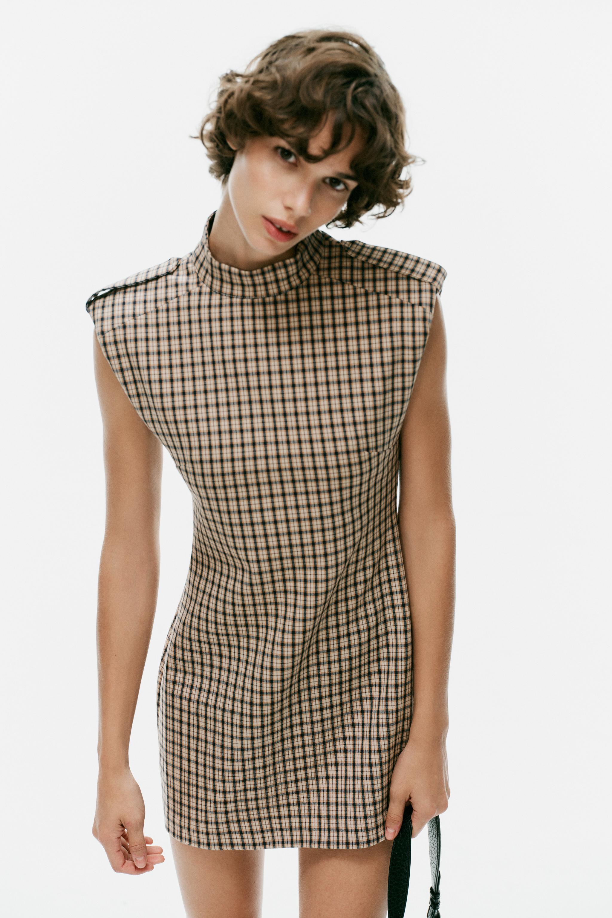Женские комбинезоны Zara PLAID SHORT JUMPSUIT WITH LOOPS — фото 2